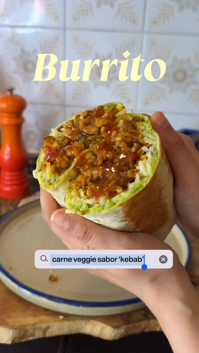 Carne vegetal estilo kebab para burritos