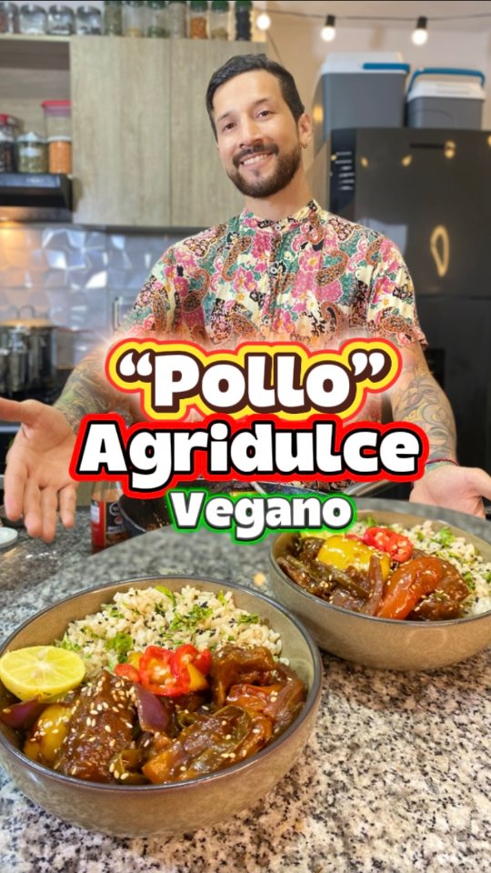 “Pollo” agridulce vegano