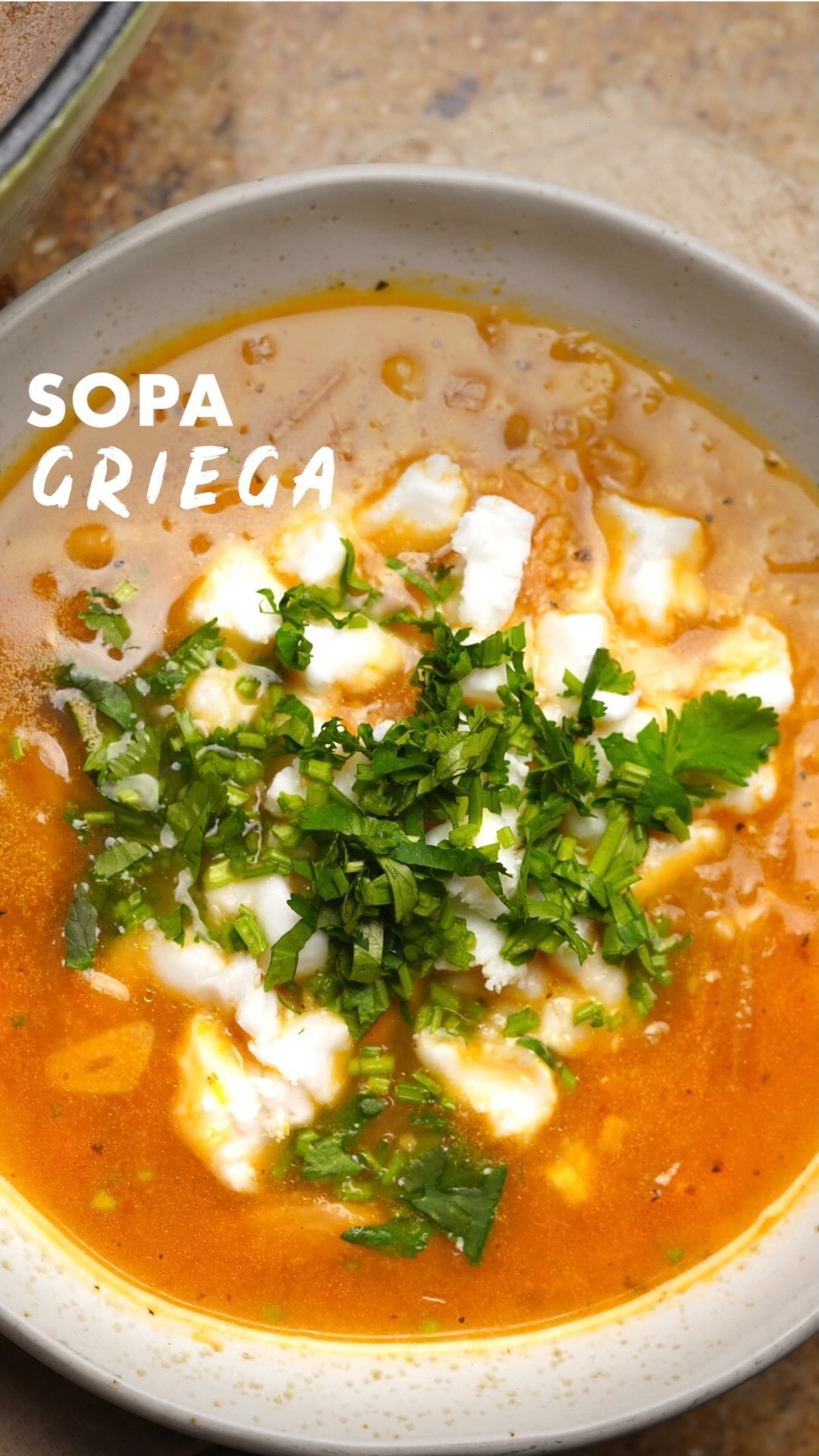 Sopa griega vegana